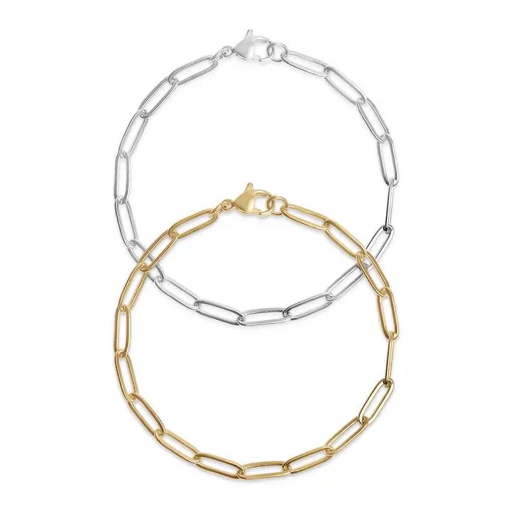 SS Paperclip Bracelet, Color: Stainless Steel, Size: 7"