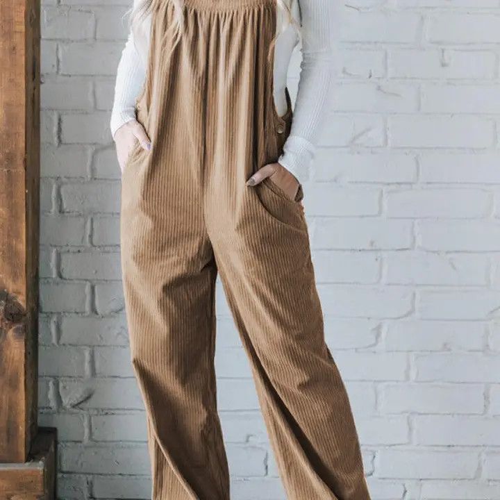 Corduroy Overalls, Color: Beige, Size: Small