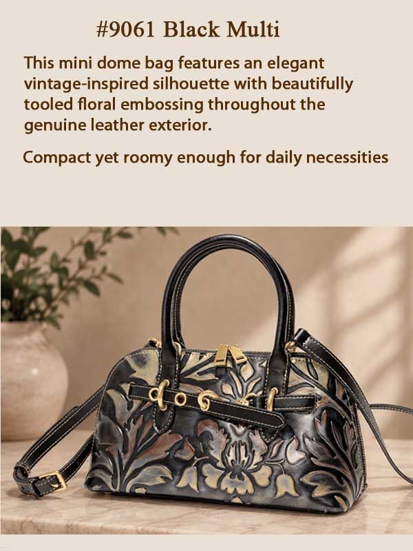 Zuri/Odessa Leather Embossed Bag, Color: Black, Size: O/S