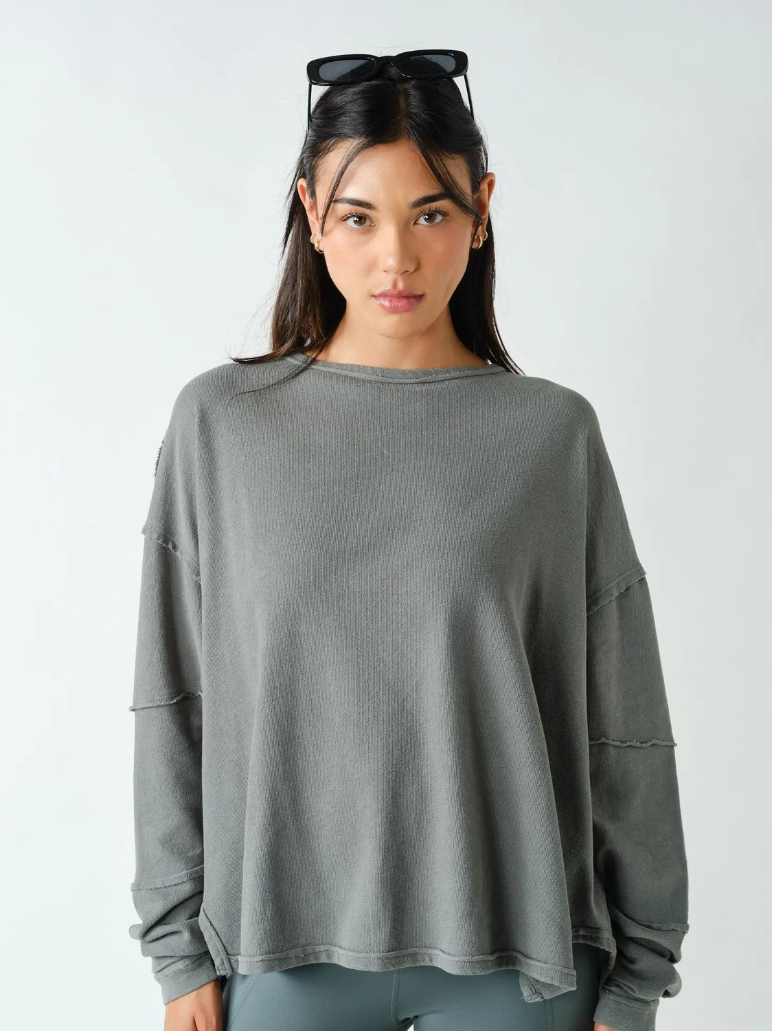 Cotton LS Top, Color: Eucalptus, Size: Small