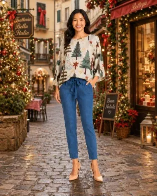 Holiday Tree Mesh Top