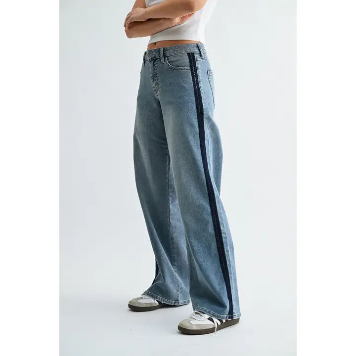 Tuxedo Sweat Pants, Color: Denim, Size: 29-8
