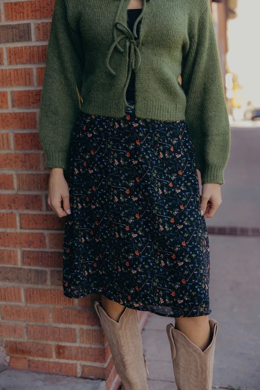Midi Slip Skirt, Color: Blackfern, Size: Xsmall