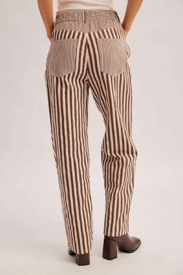 Stripe Loose Fit Pants, Color: Mocha, Size: Small