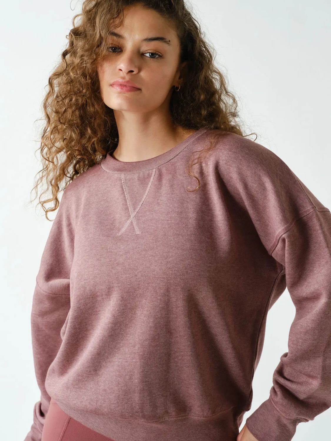 Burned Out Crew Sweater, Color: Rosewood, Size: Small