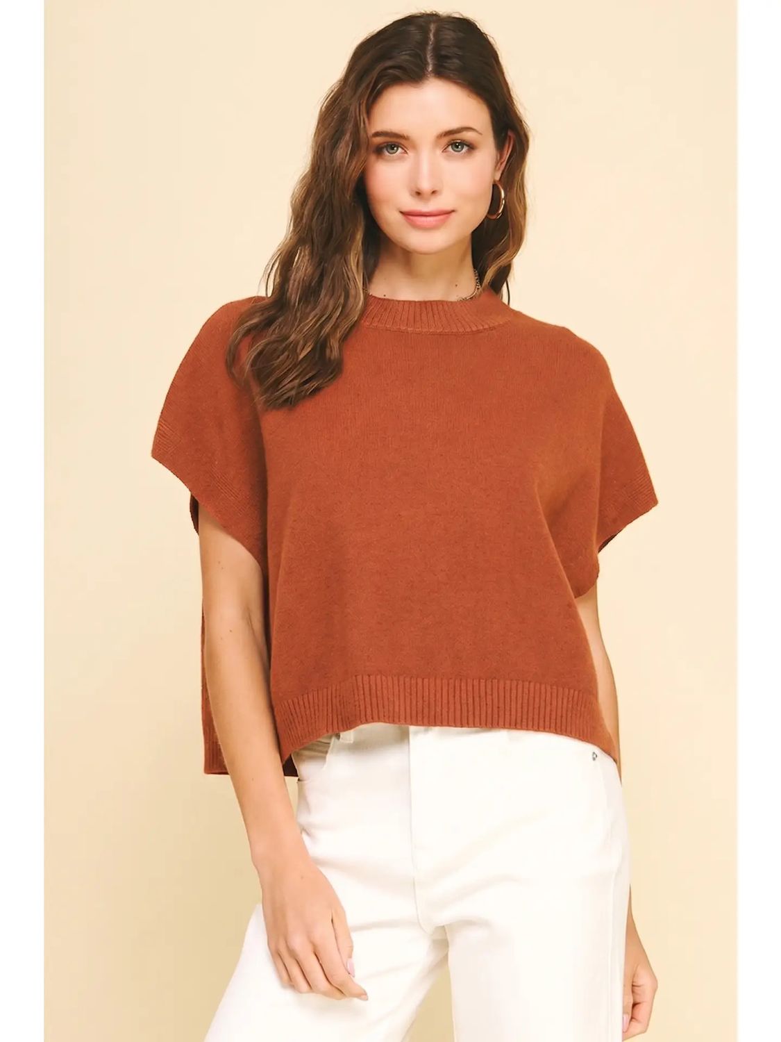 Drop Shoulder Sweater, Color: Burgundy, Size: Small