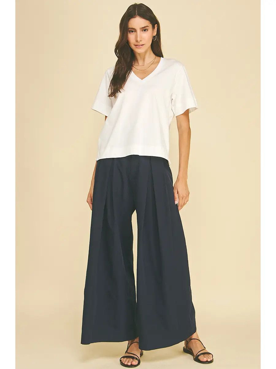 Pleated Wide Leg Pants, Color: Ink, Size: Small