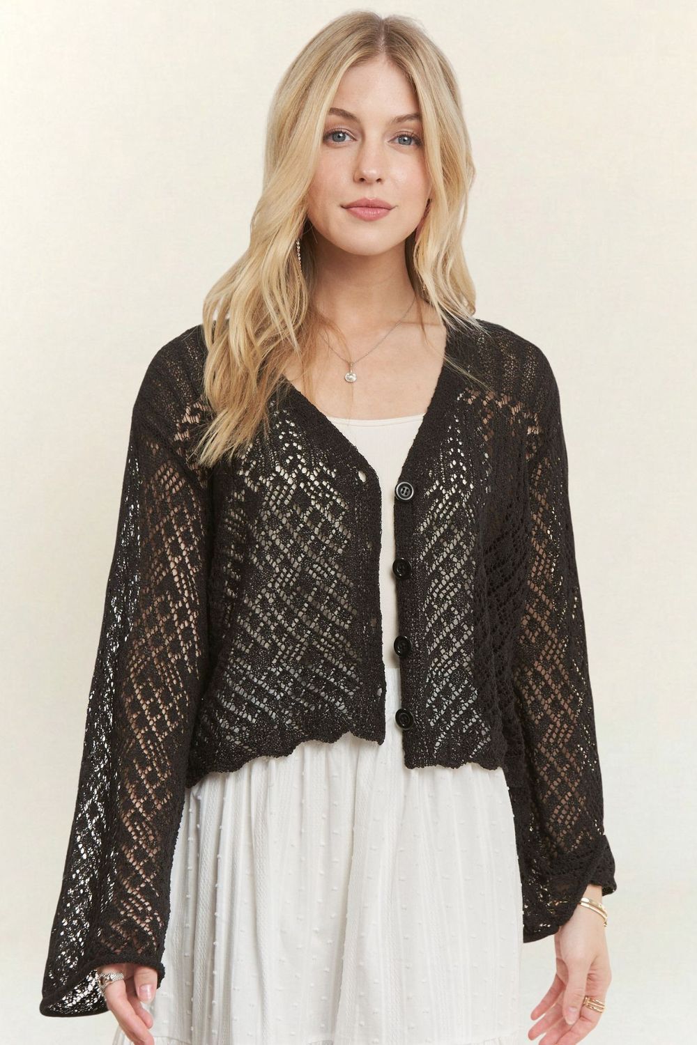 Lace Sweater, Color: Black, Size: Small