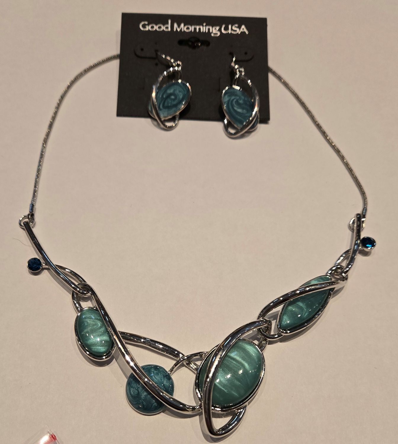 Teal Necklace Set, Color: Teal, Size: O/S