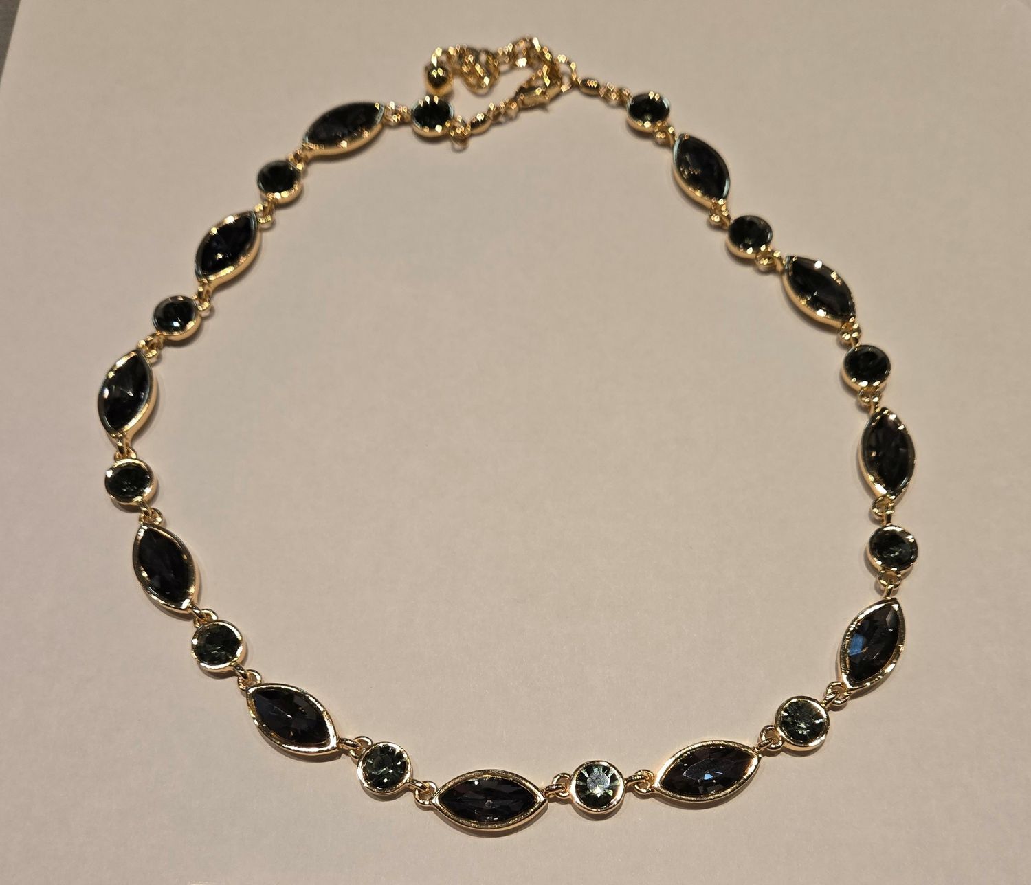 Black &amp; Crystal Necklace, Color: Gold, Size: O/S