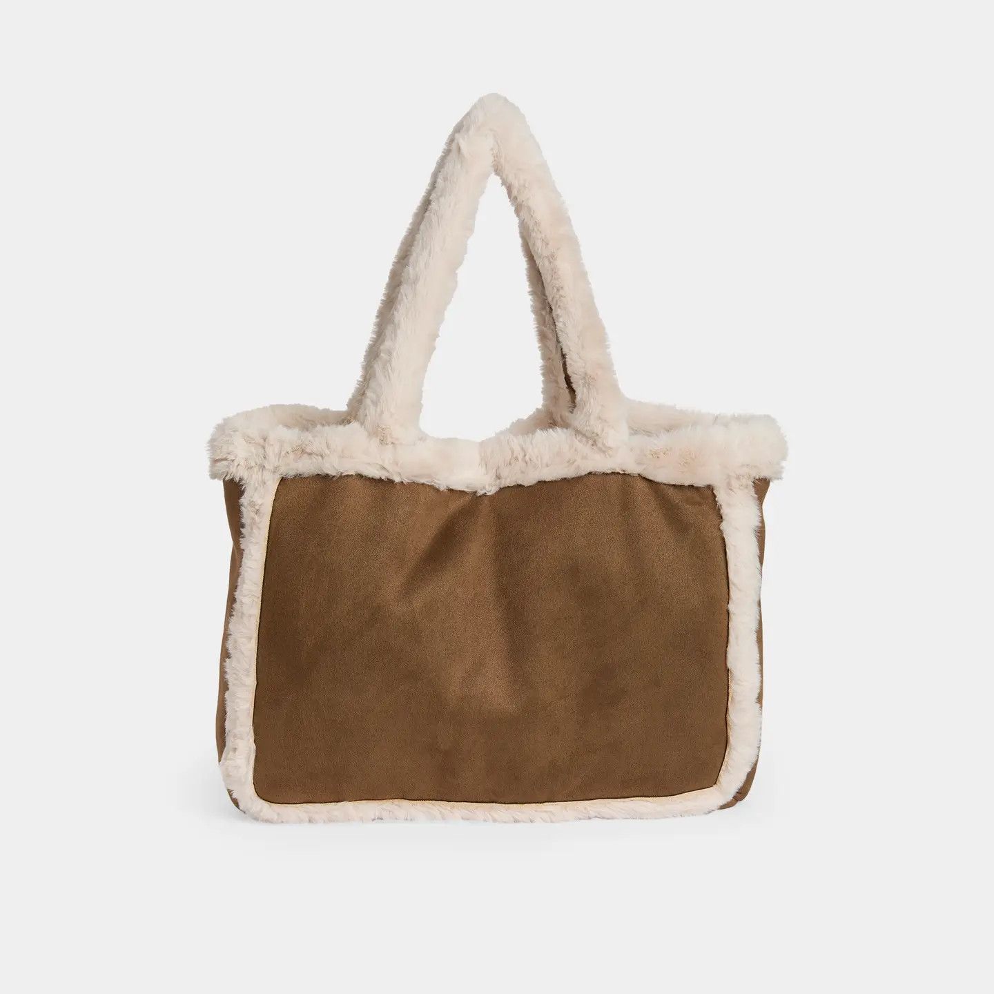 Laila Faux Fur Suede Tote, Color: Brown, Size: O/S