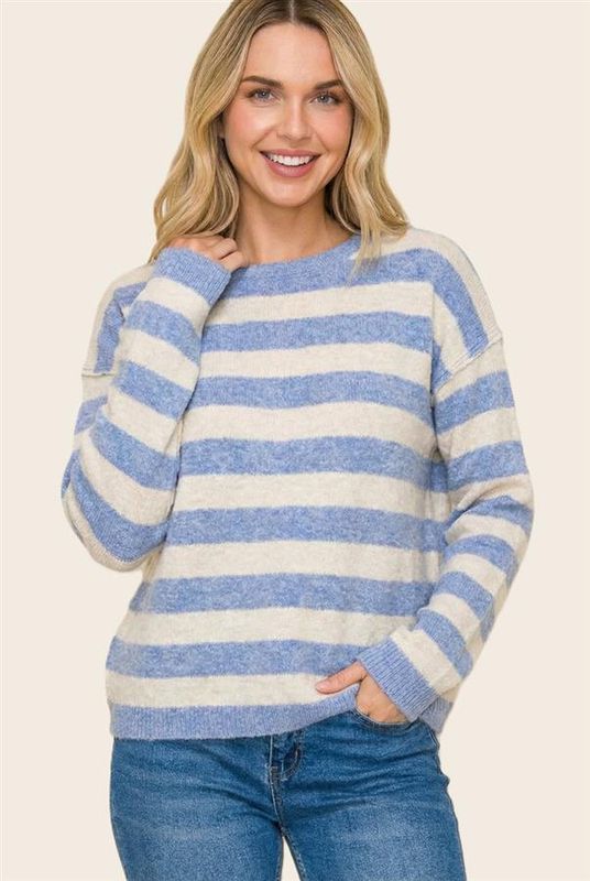 Crew Neck Stripe Sweater