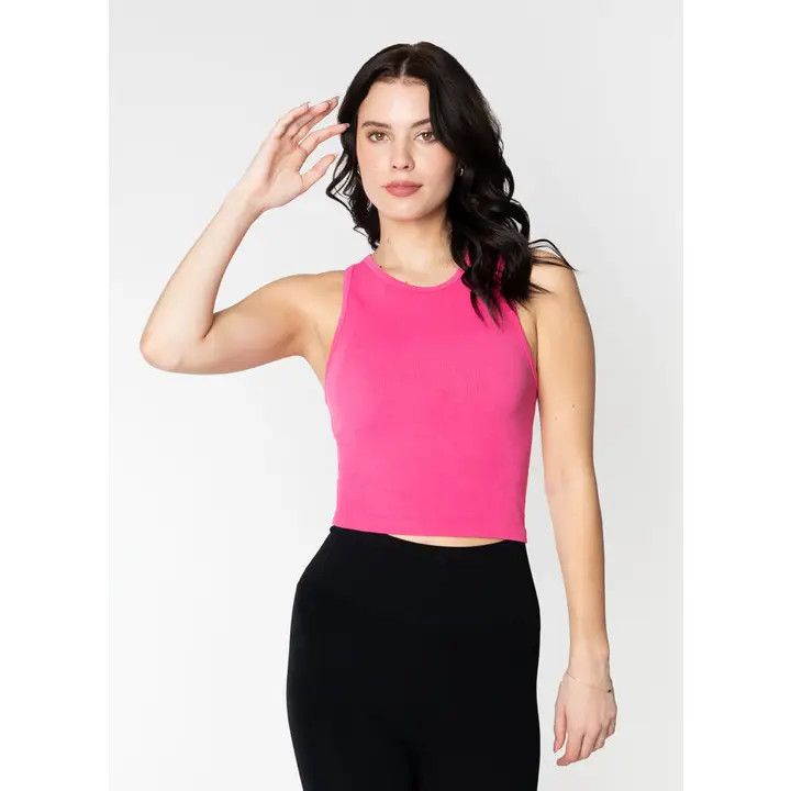 CEBT1022 Bamboo Ribbed Tank  FUCHSIA O/S