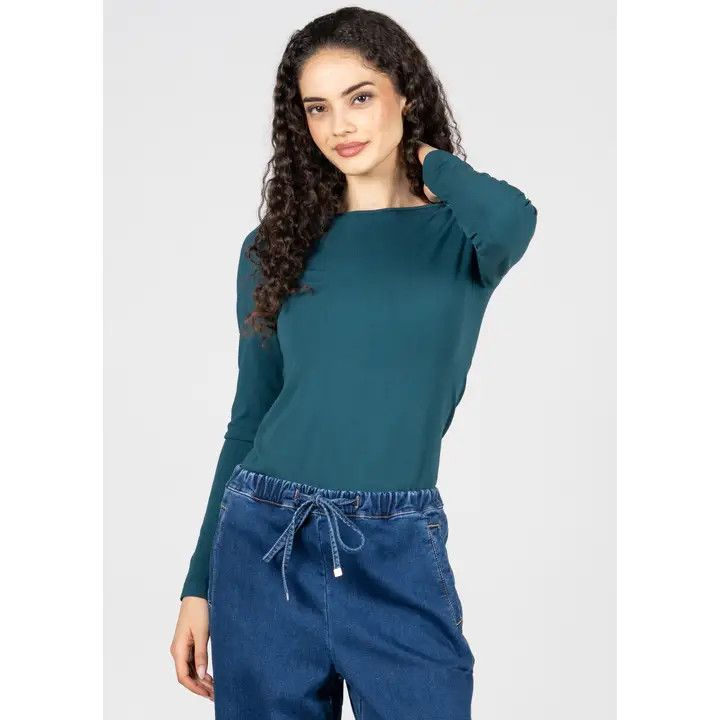 CEBT1020 Bamboo LS Crew Neck Deep Teal O/S