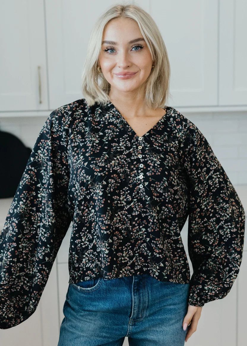 Boho Button Blouse, Color: Dusklight, Size: XSmall