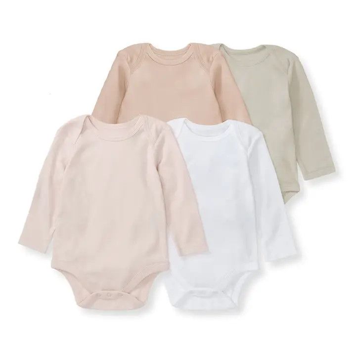 4 pk LS Baby Bodysuit, Color: Pink Sand, Size: 3-6 M