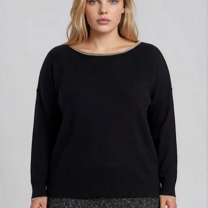 Contrast Off Shoulder, Color: Black, Size: Xlarge
