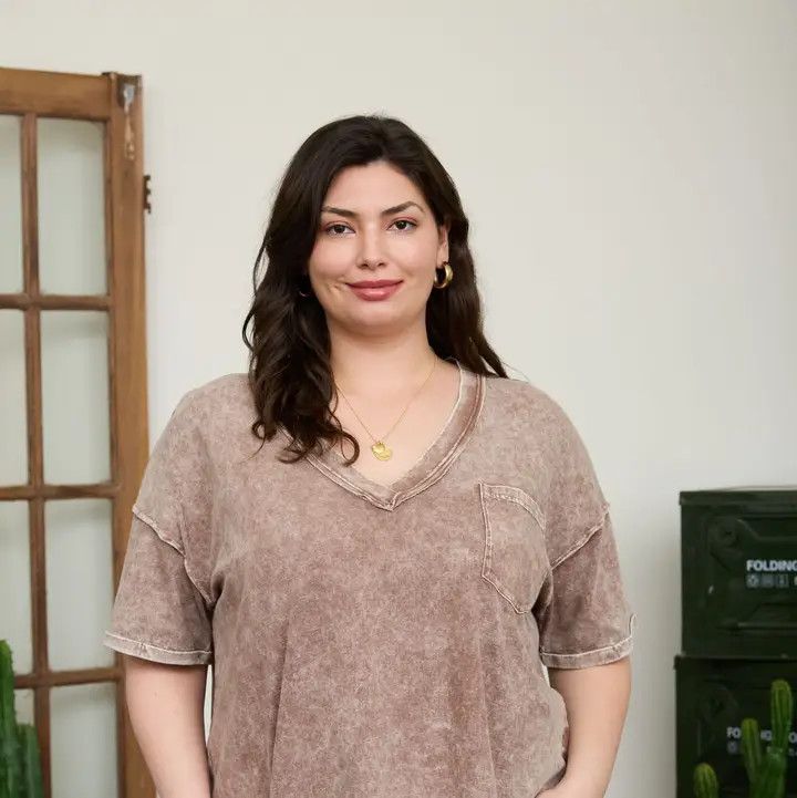 Vneck Boxy Knit Top, Color: Cocoa, Size: Xlarge