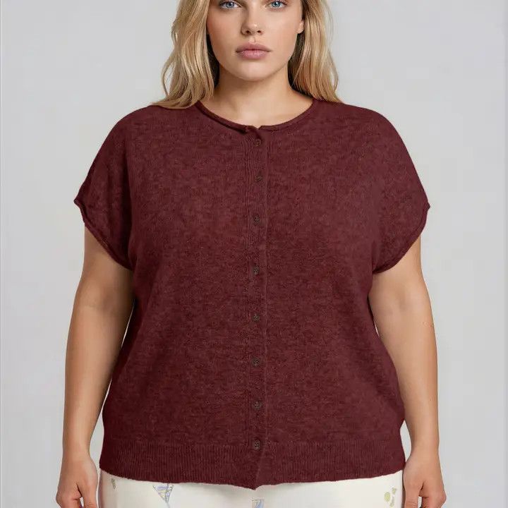 Sleeveless Cardi, Color: Burgandy, Size: Xlarge