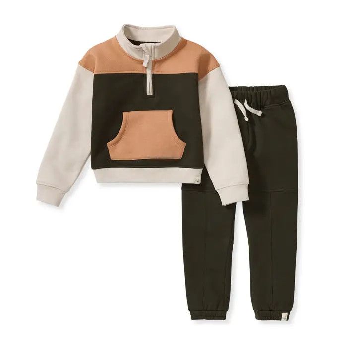 1/4Zip Sweatshirt Set, Color: Shadow, Size: 4T