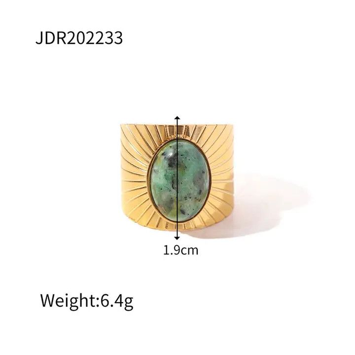 Inlaid Stone Ring Gold, Color: Type2, Size: OS