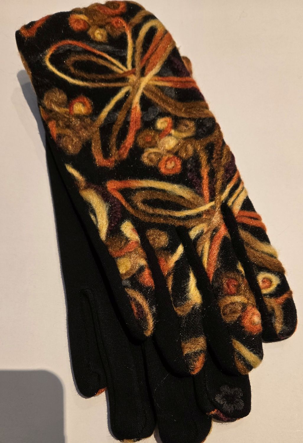 Pattern Gloves, Color: BRN/BLK, Size: O/S