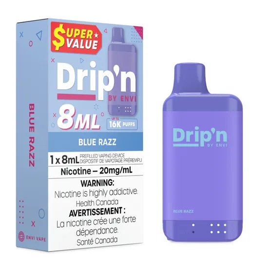 DRIP’N 8mL 16K DISPOSABLE, FLAVOUR: BLUE RAZZ