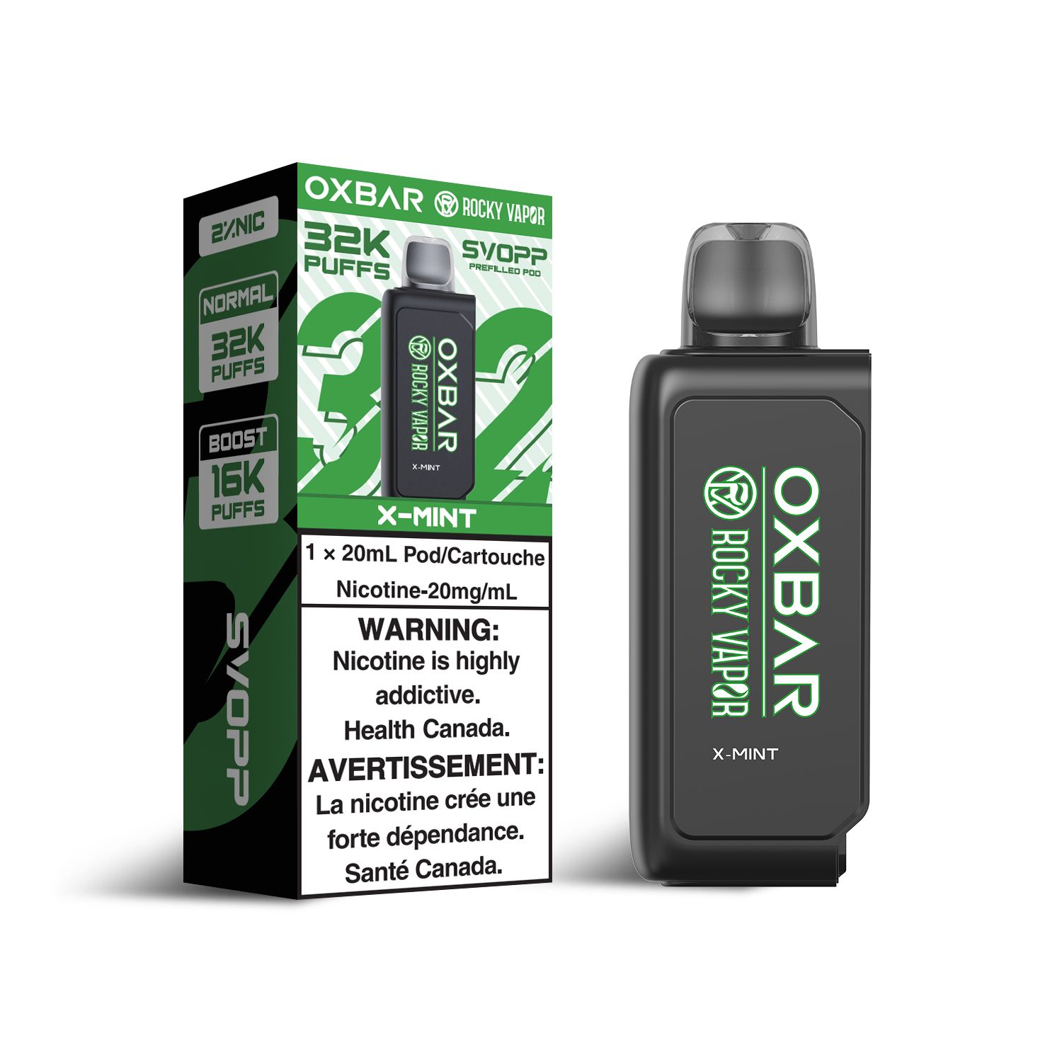 OXBAR ROCKY VAPOR 32K SVOPP PRE-FILLED PODS, FLAVOUR: X MINT