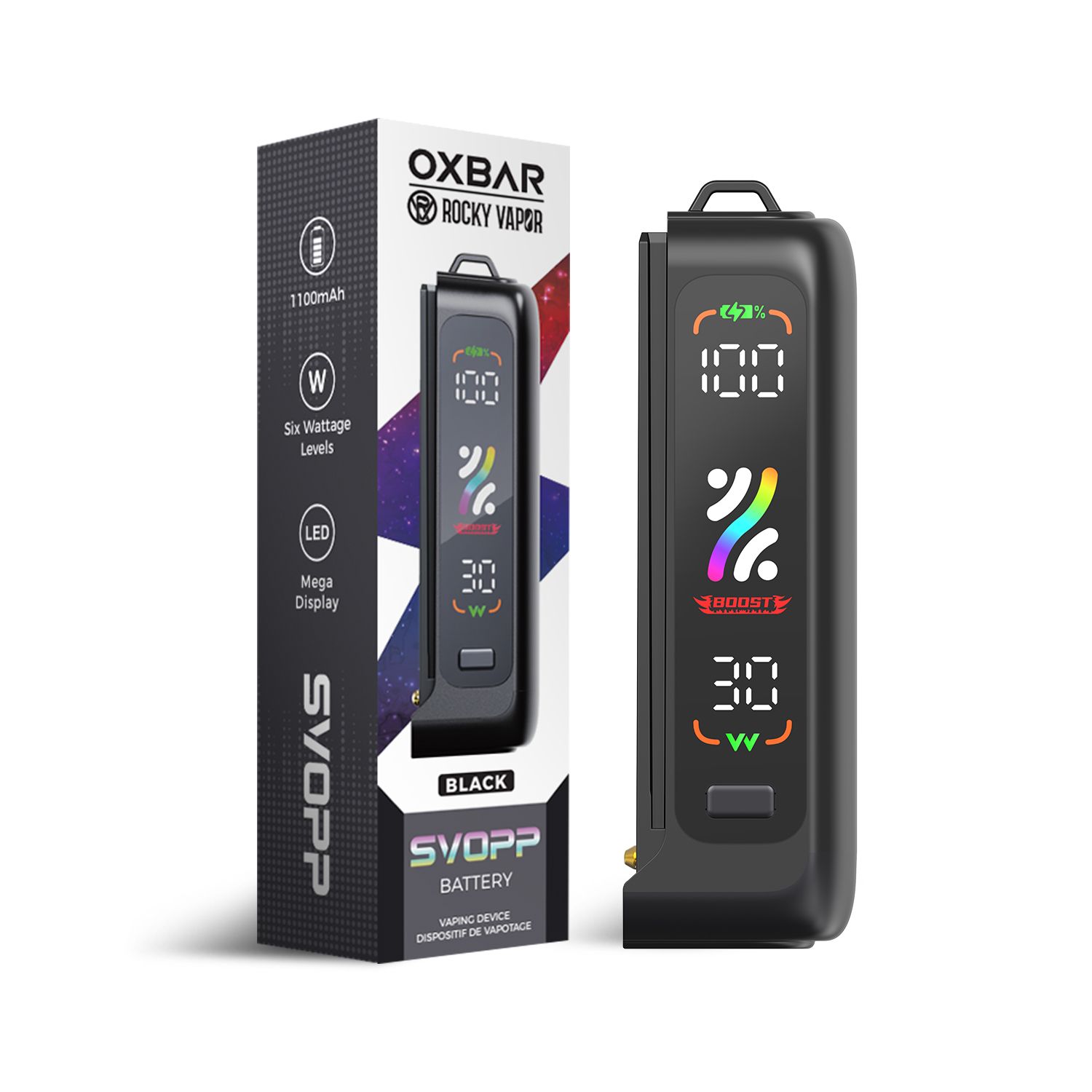 SVOPP ROCKY VAPOR OXBAR Battery 1100MAH, Color: BLACK