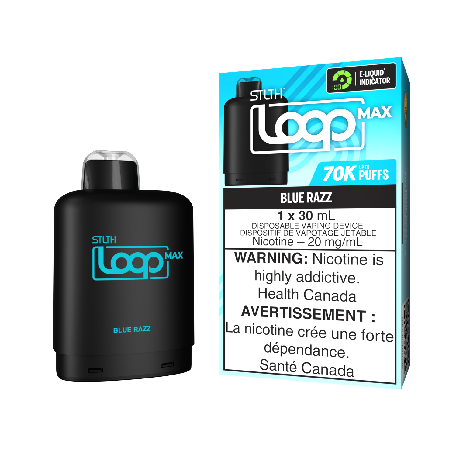 STLTH LOOP MAX 70K POD 30mL, FLAVOUR: BLUE RAZZ