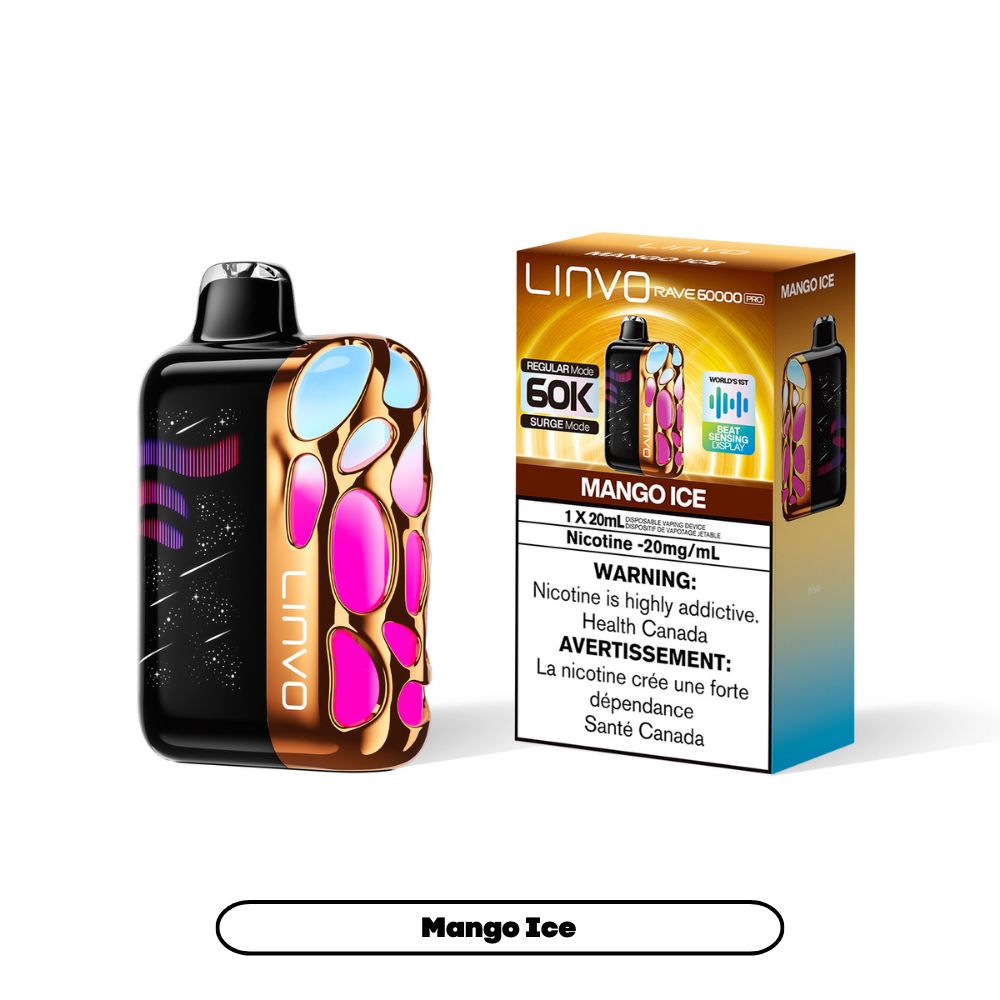 LINVO RAVE 60K DISPOSABLE, FLAVOUR: MANGO ICE