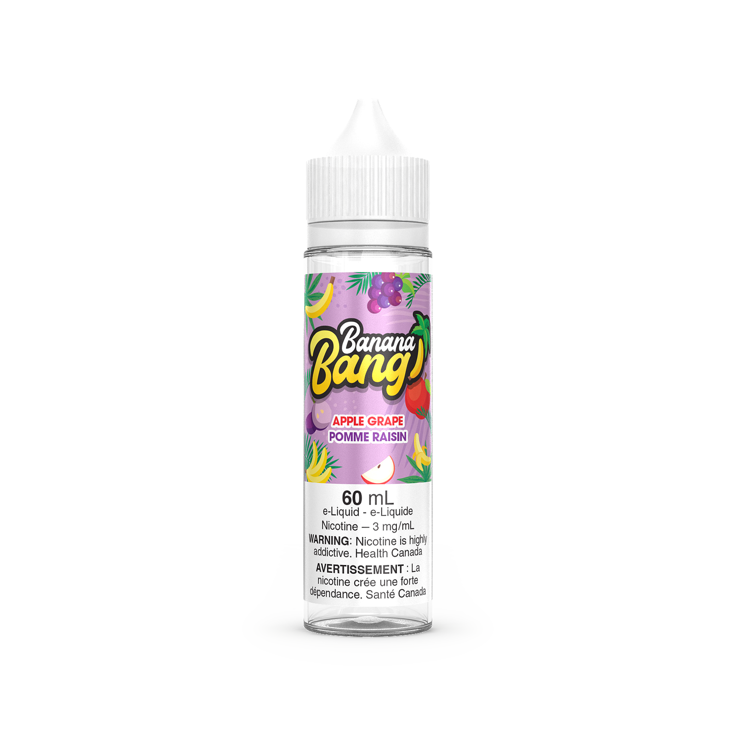 BANANA BANG - 60ML, FLAVOUR: 0 MG, NICOTINE: (NO ICE) APPLE GRAPE