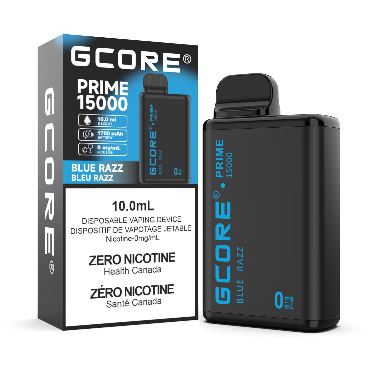 GCORE PRIME 15000, FLAVOUR: BLUE RAZZ, NICOTINE: ZERO NICOTINE