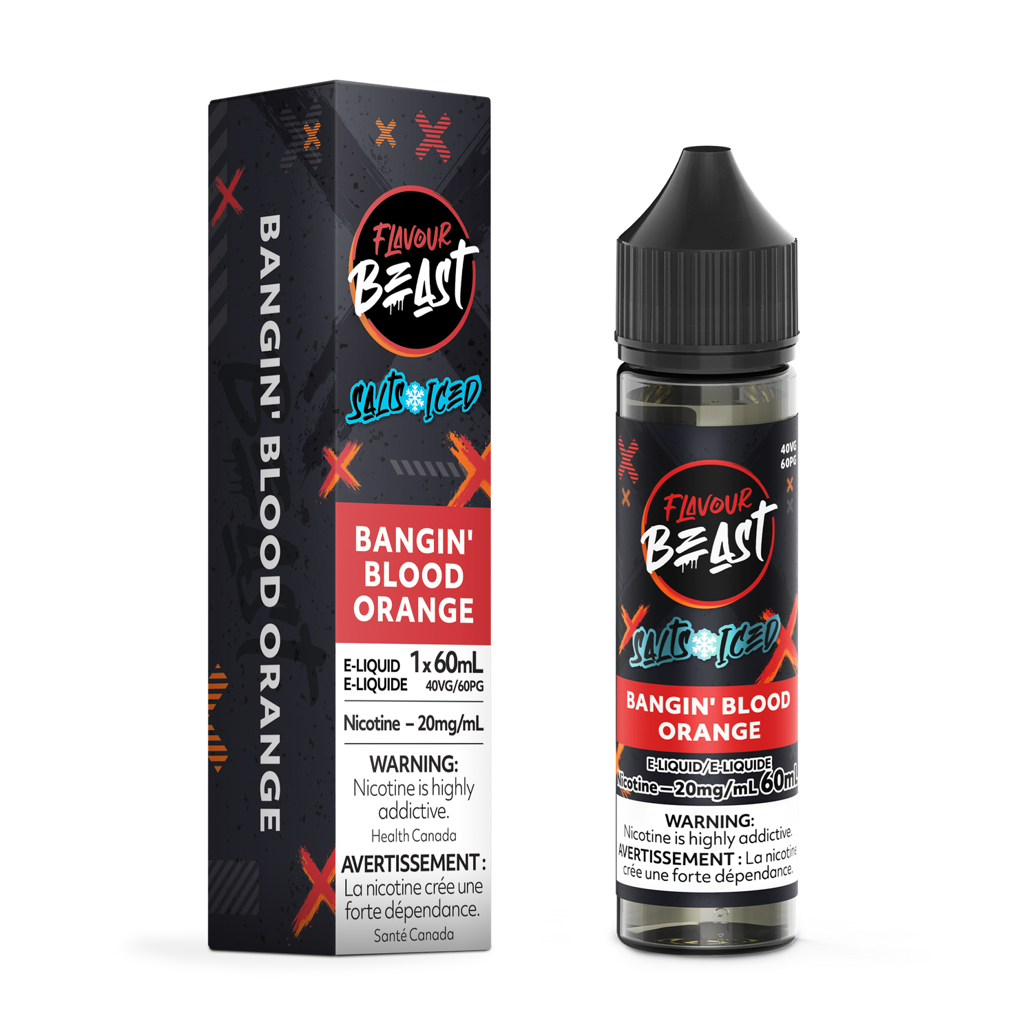 FLAVOUR BEAST E-LIQUID SALT NIC 60mL, FLAVOUR: BANGIN&#39; BLOOD ORANGE ICE, NICOTINE: 20 MG