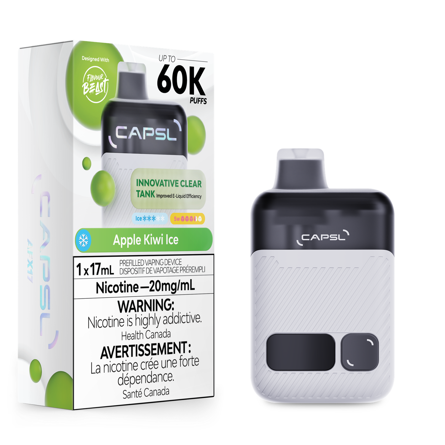 CAPSL AFX17 DISPOSABLE, FLAVOUR: APPLE KIWI ICE