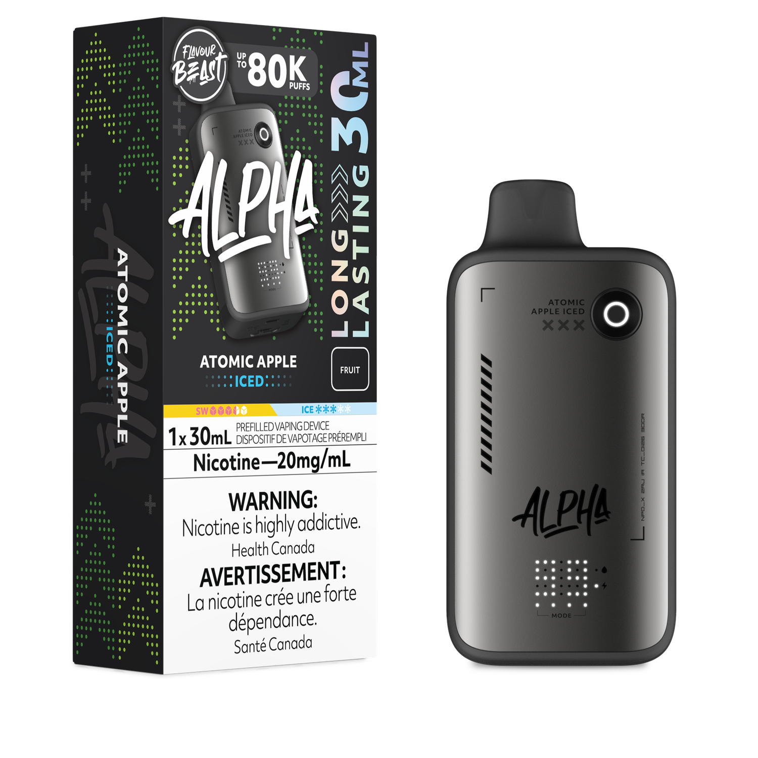 FLAVOUR BEAST ALPHA DISPOSABLE, FLAVOUR: ATOMIC APPLE ICED