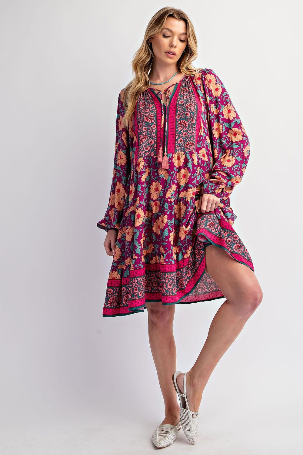 Floral LS Tassel Dress - SALE 50% OFF -
