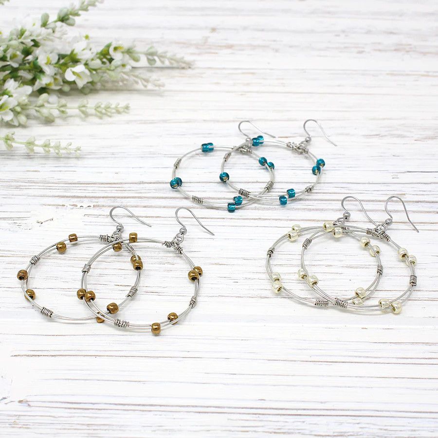 Wire + Bead Hoop Earring