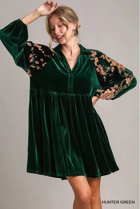 Velvet Burnout Baby Doll Dress