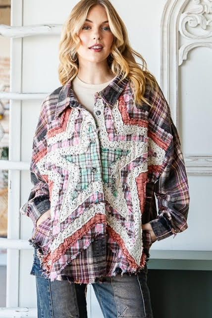 Washed Star Plaid Shirt