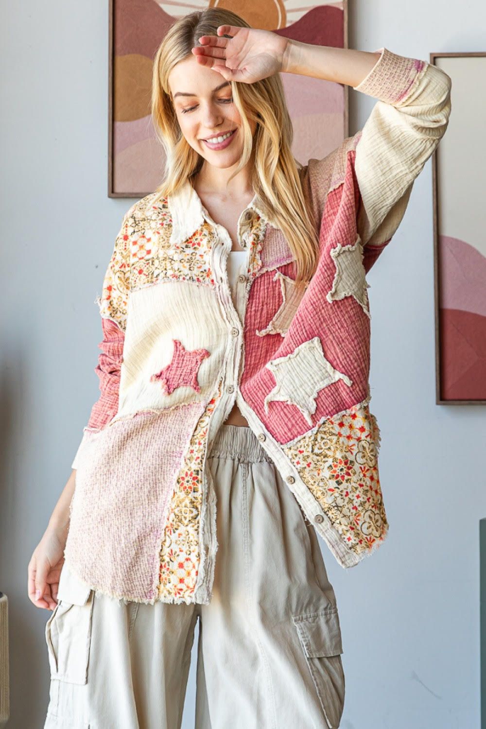 Washed Star Patch Btn Frnt Shirt