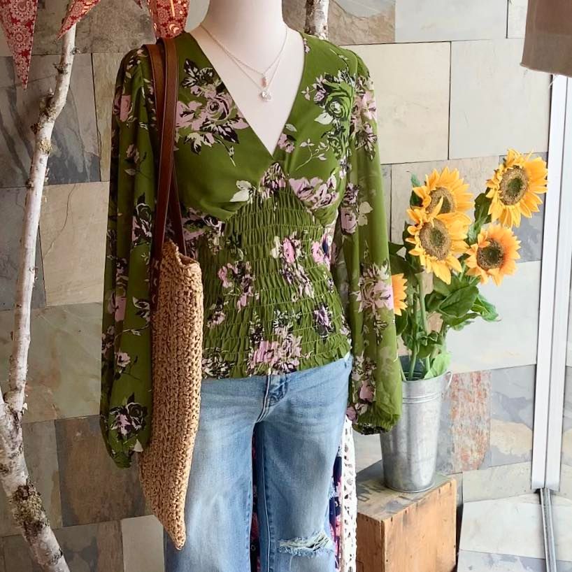 Vita Stencil Flower Blouse - SALE -