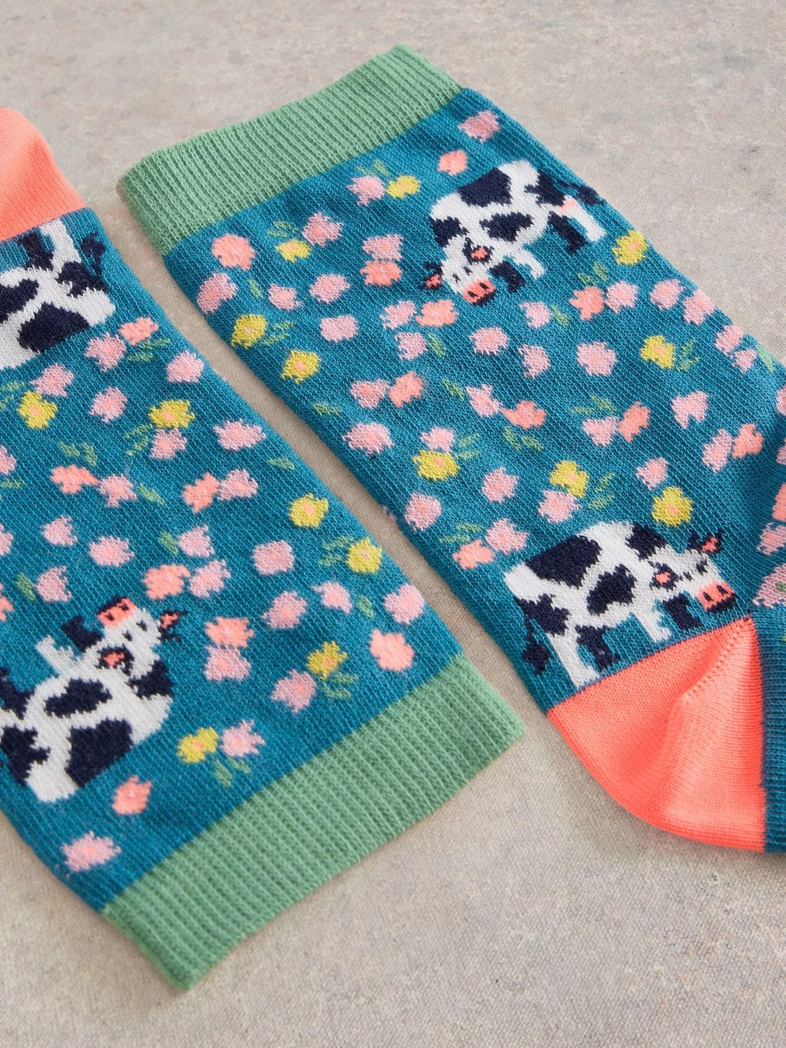 Cow Floral Ankle Sock