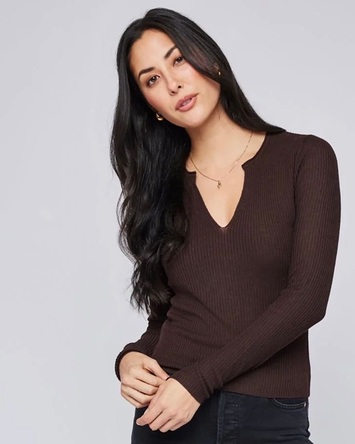 Olympia LS Knit Top, Cognac,