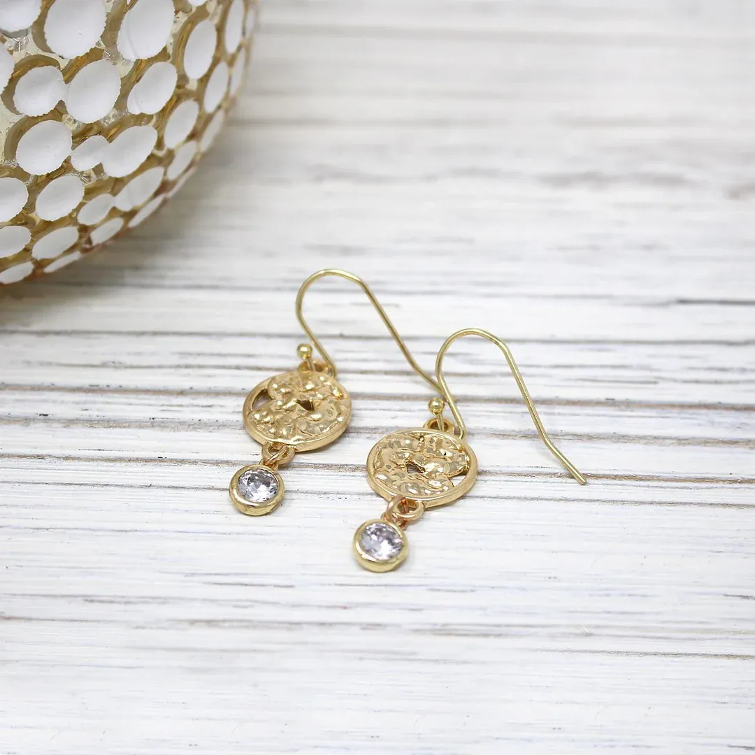 🇨🇦 Gold Nugget w/Swarovski Crystal Earring