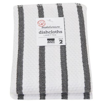 🇨🇦 Basketweave Black Stripe Dishcloths, Set of 2