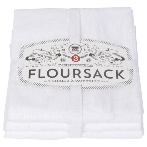White Floursack Dishcloth, Set of 3