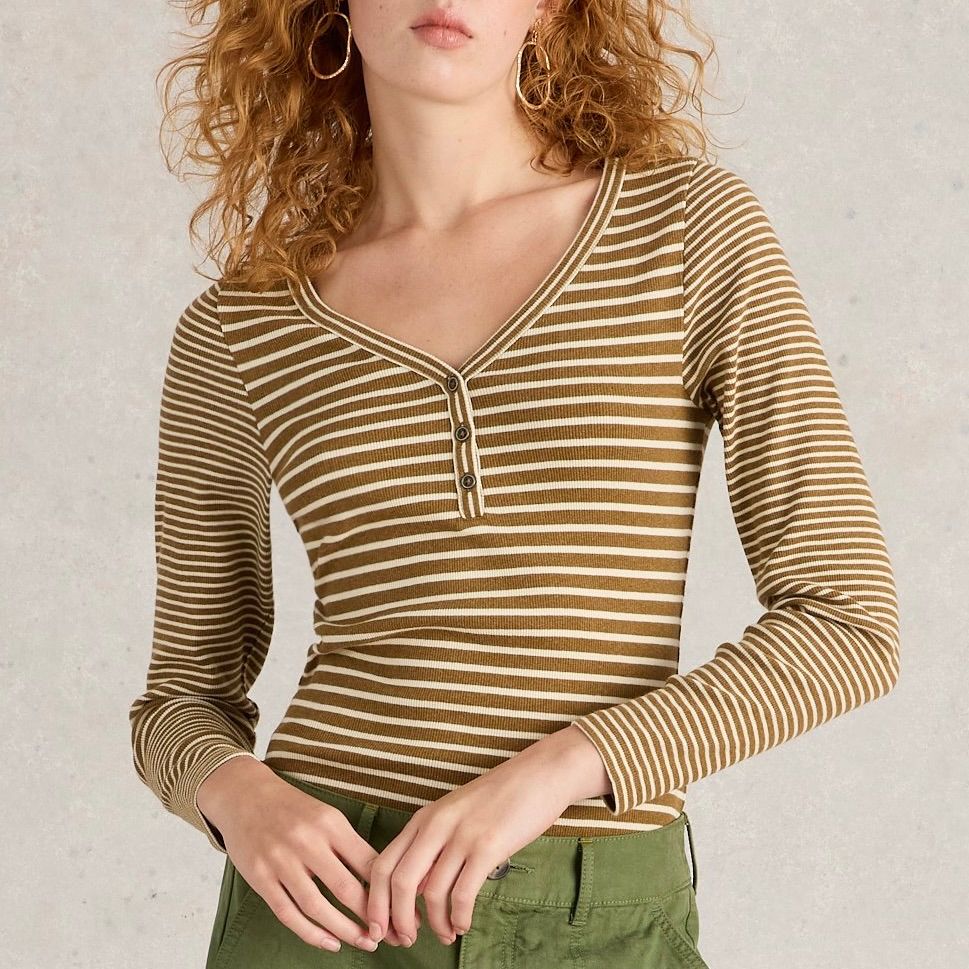 Halley Rib Stripe Henley - SALE -