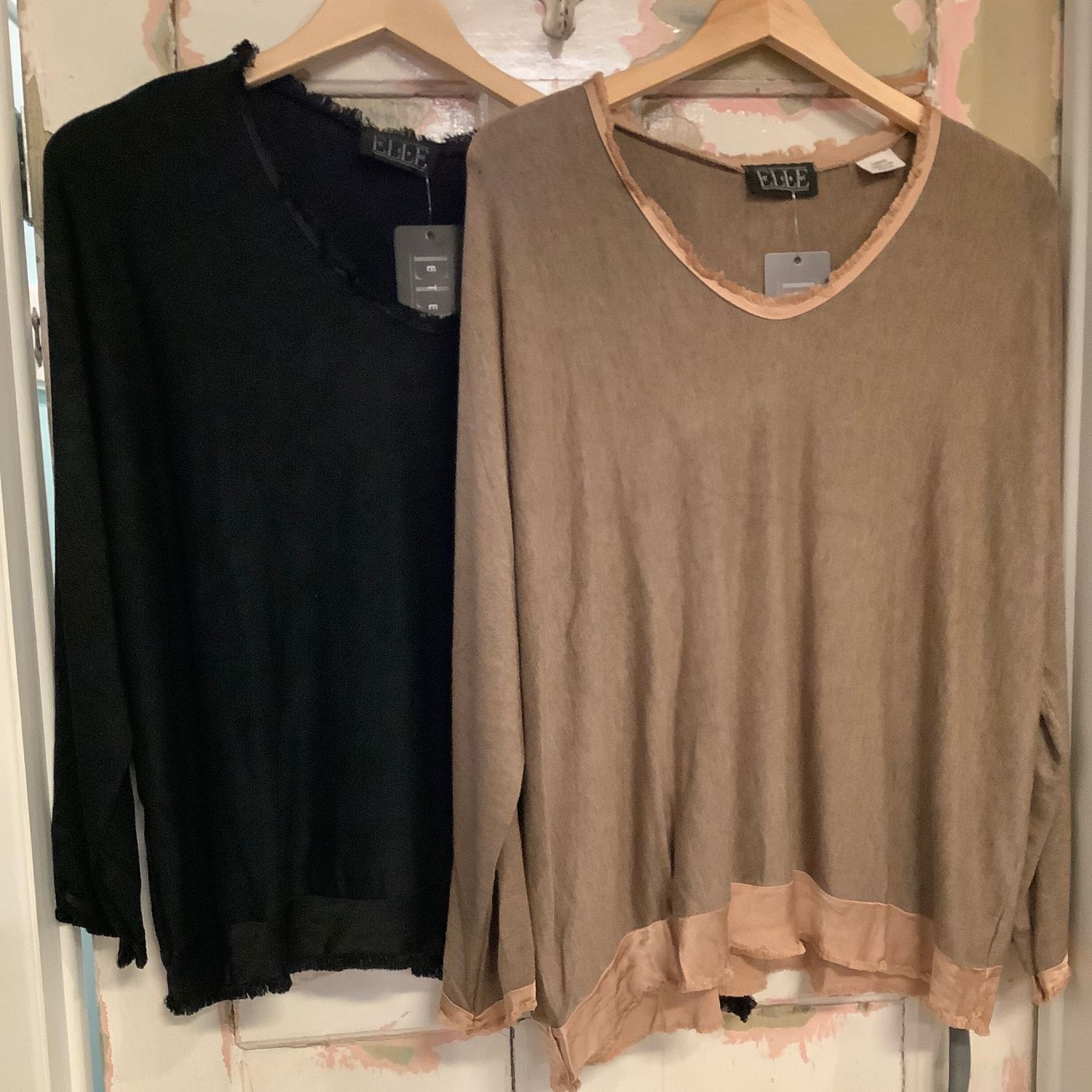Top w/Satin Trim &amp; Raw Hem