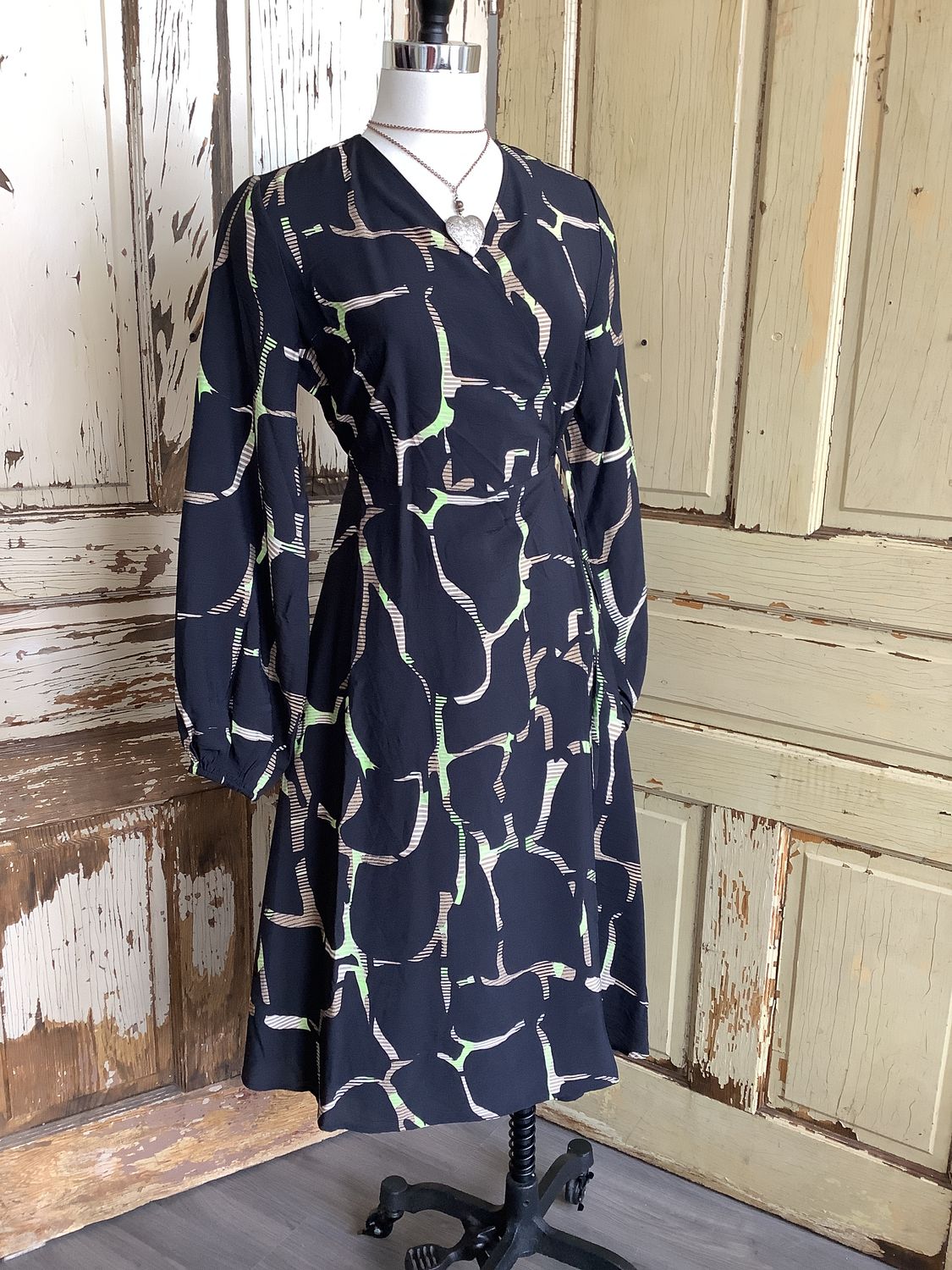 Ibine Wrap Dress, Black Mix - SALE -